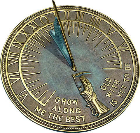 Solid Brass Verdi Father Time Sundial 11.5" Dia. (#2345) - Garden Sundials