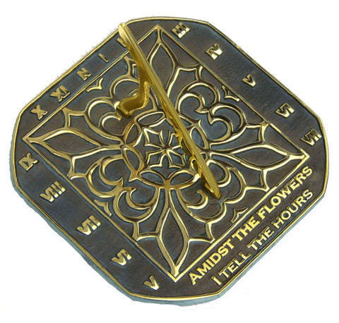 Solid Brass Romanesque Sundial 9.5" Diag. (#2375) - Garden Sundials