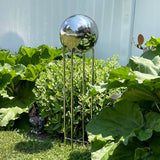 Stainless Steel Pedestal with gazing globe in garden