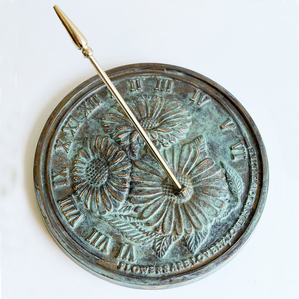 Solid Brass Flower Sundial (Rome #2302)