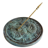 Solid Brass Flowers Sundial 10" dia. (#2302)