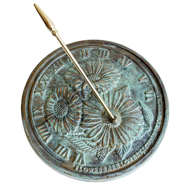 Solid Brass Flowers Sundial white background
