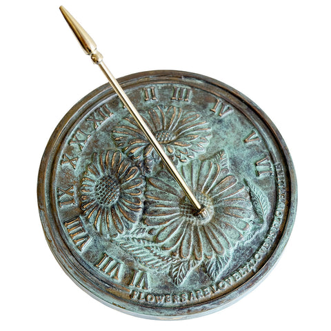 Solid Brass Flowers Sundial 10" dia. (#2302)