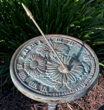 Solid Brass Flowers Sundial 10" dia. (#2302)