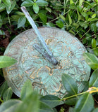 Solid Brass Grapevine Sundial in garden top view
