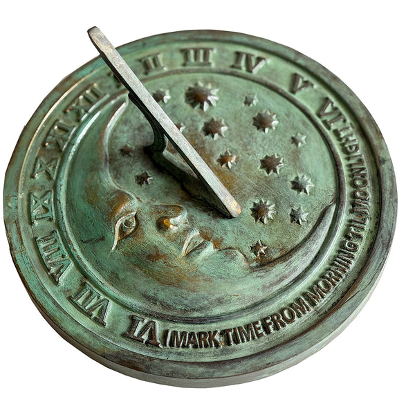 Solid Brass Moon & Stars Sundial 8.5" Dia. (#2312)