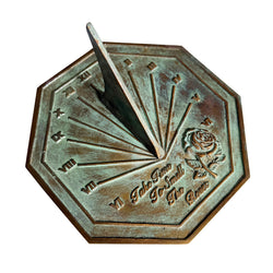 Solid Brass Rose Sundial white background