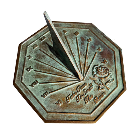 Solid Brass Rose Sundial white background