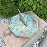 Solid Brass Rose Sundial outside top view