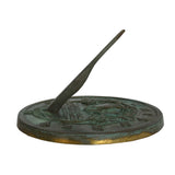 Solid Brass Henry David Thoreau Owl Sundial 8.5" Dia. Aged Patina Finish (#2329)