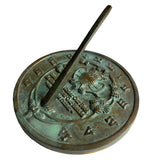 Solid Brass Henry David Thoreau Owl Sundial 8.5" Dia. Aged Patina Finish (#2329)