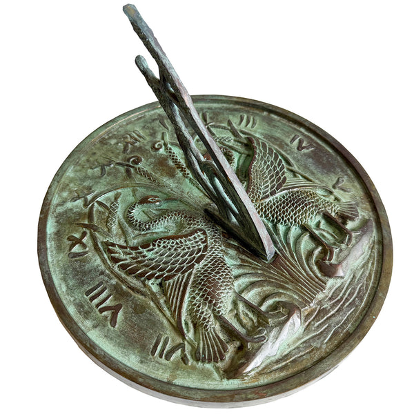 Solid Brass Swan Sundial white background