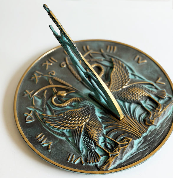 Solid Brass Swan Sundial 10" Dia., Discontinued Finish, Sale (#2338T)