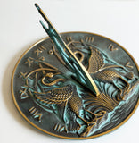 Solid Brass Swan Sundial 10" Dia., Discontinued Finish, Sale (#2338T)