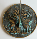 Solid Brass Swan Sundial 10" Dia., Discontinued Finish, Sale (#2338T)