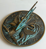 Solid Brass Swan Sundial 10" Dia., Discontinued Finish, Sale (#2338T)