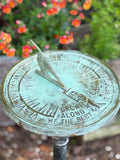 Solid Brass Verdi Father Time Sundial outside top view