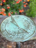 Solid Brass Verdi Father Time Sundial outside top view c