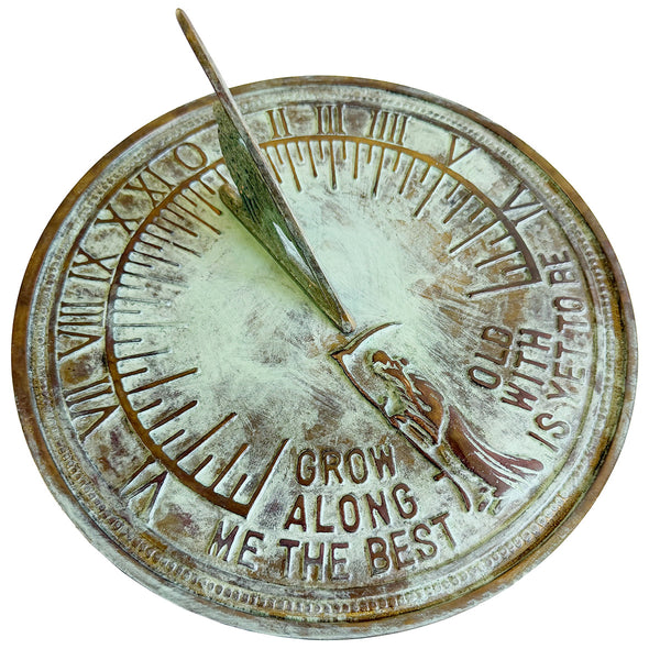 Solid Brass Verdi Father Time Sundial white background