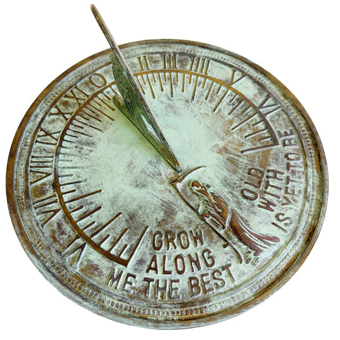 Solid Brass Verdi Father Time Sundial white background