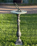 Cast Aluminum Spindle Sundial Base, Faux Aged Lead Finish 22" Ht (#B30)