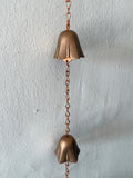 Solid Cast Bronze Three Bell Chime, Overall Length 40"