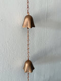 Solid Cast Bronze Three Bell Chime, Overall Length 40"