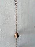 Solid Cast Bronze Three Bell Chime, Overall Length 40"