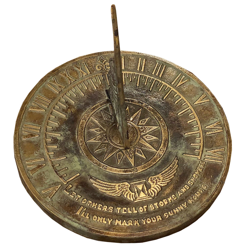 Solid Brass Sundial Keychain - Antique Finish Vintage Reproduction Pocket Sundial