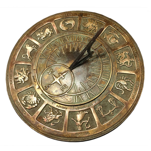 Solid Brass Zodiac Sign Sundial (1920)