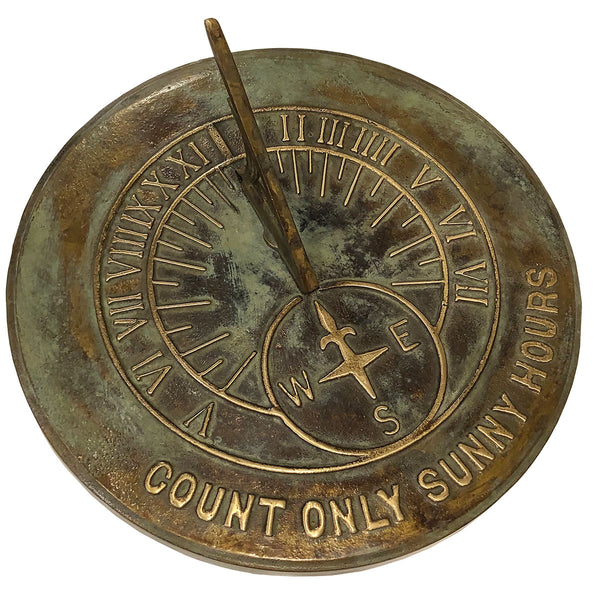 Solid brass count only sunny hours sundial - by Rome #1820
