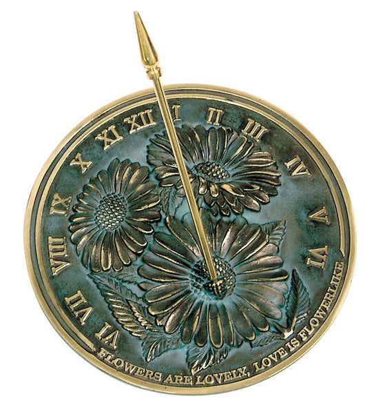 Solid Brass Flowers Sundial 10" dia. (#2302) - Garden Sundials