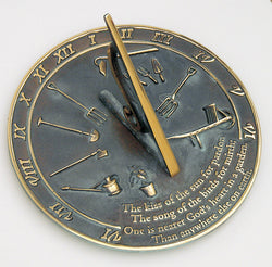 Solid Brass Kiss Of The Sun Sundial 10" Dia. (#2307) - Garden Sundials