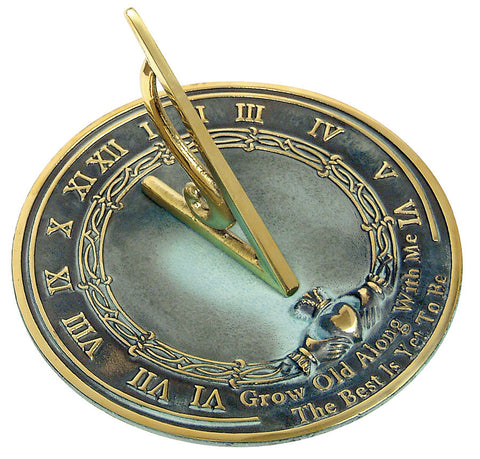 Solid Brass Grow Old With Me Sundial 10" Dia. (#2308) - Garden Sundials - 1