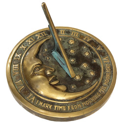 Solid Brass Moon & Stars Sundial 8.5" Dia. (#2312)