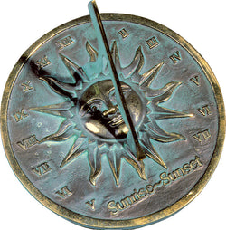 Solid Brass Sunrise ~ Sunset Sundial 8.5" Dia. (#2370) - Garden Sundials