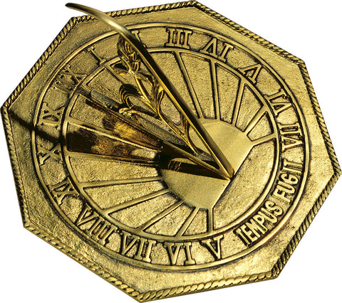 Solid Brass Octagonal Sundial 11" Diag. (#2390) - Garden Sundials
