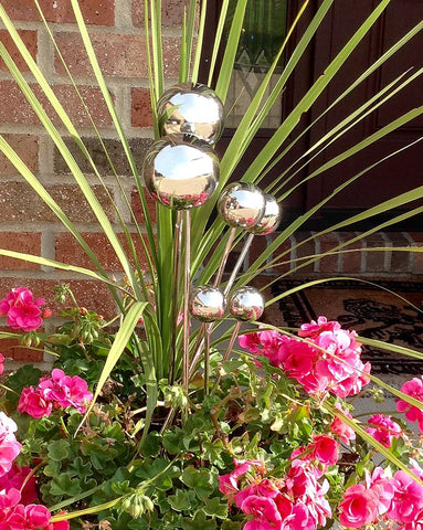 flower pot plant stakes Modern Stainless Steel Globes on stakes