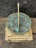 Brass Gothic Sundial #2311 On Antique Wood Plinth 2